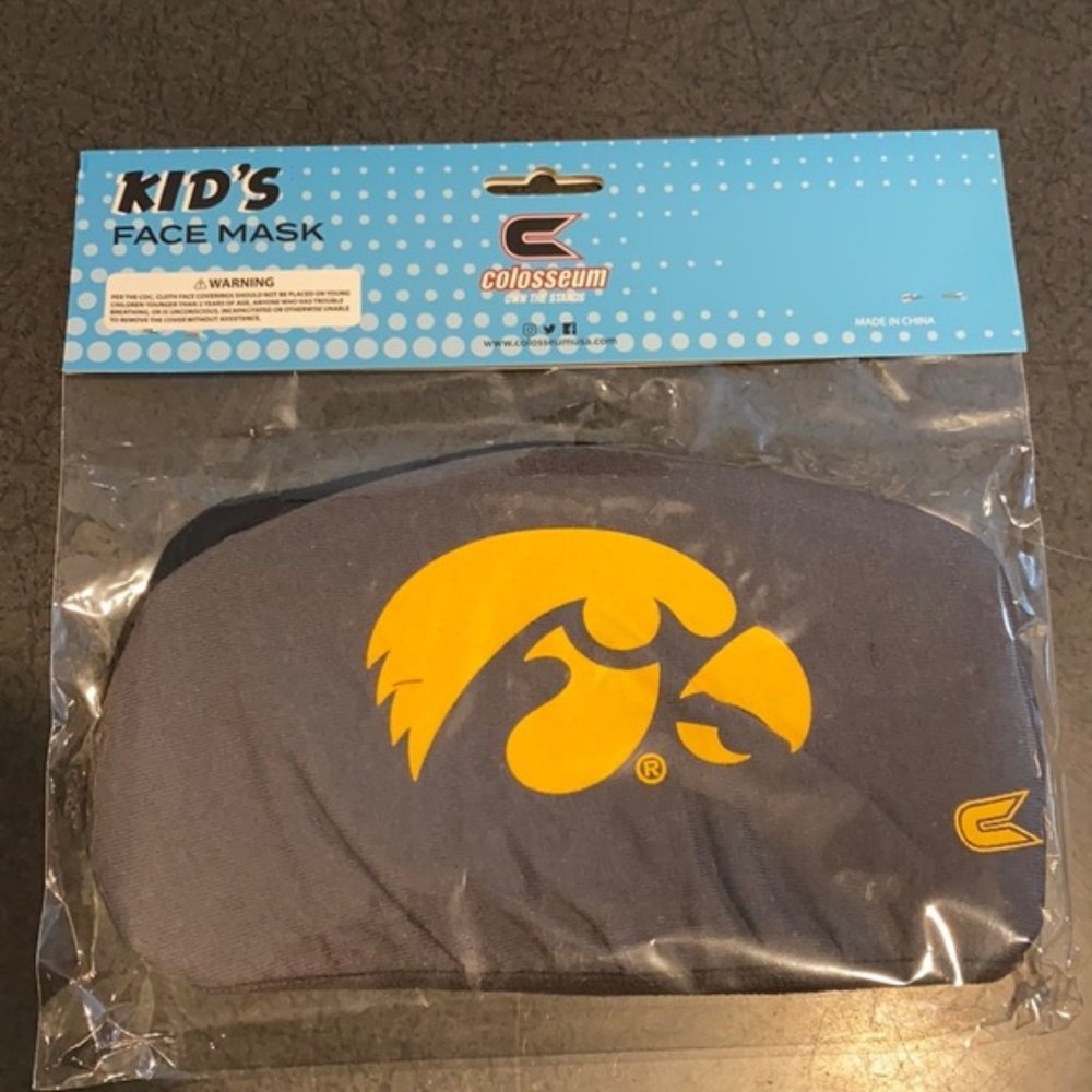 Iowa Hawkeyes 2 Pack Kids Face Masks New